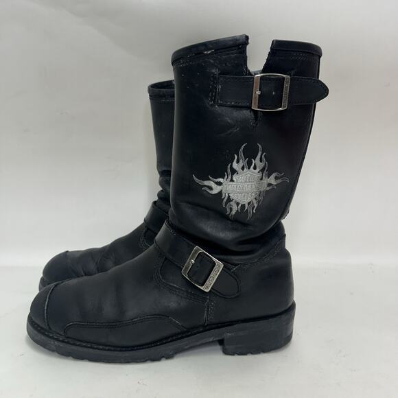 Harley Davidson Embroidered Flames Engineer Boots “Black”